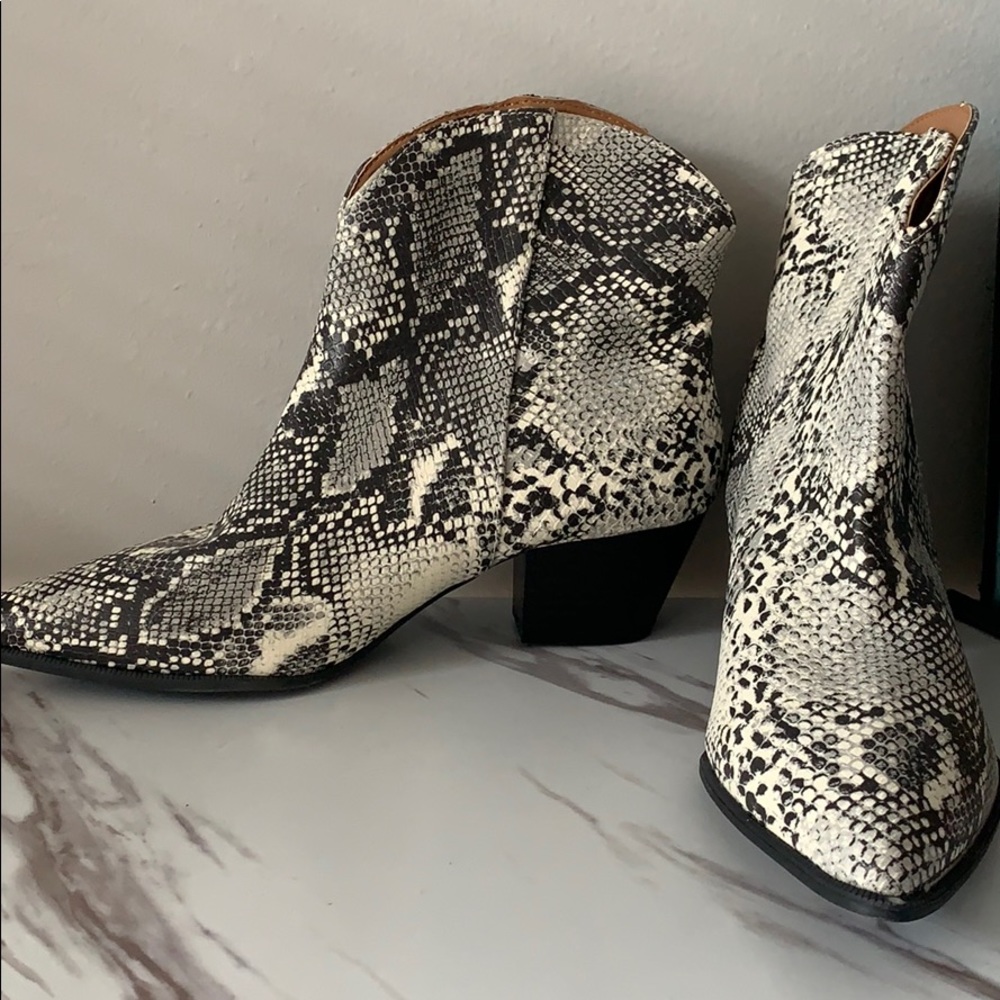 Snakeskin booties